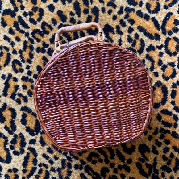 Vintage Bags Vintage Picnic Basket Purse With Stripes One Side